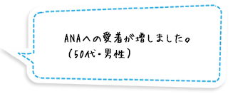 ANAへの愛着が増しました。（50代・男性）