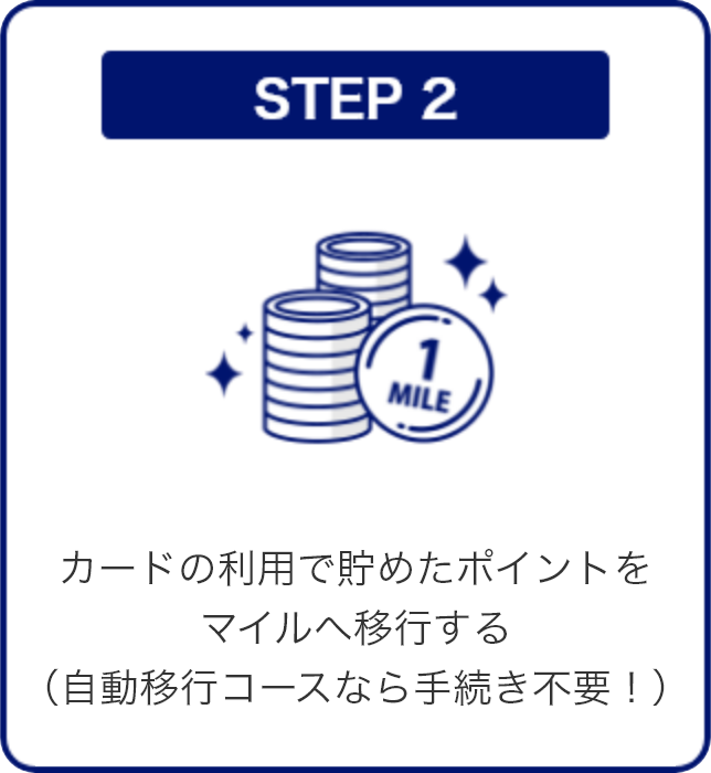 STEP2 カードの利用で貯めたポイントをマイルへ移行する（自動移行コースなら手続き不要！）