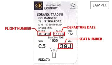 The information that must be entered FLIGHT NUMBER, DEPARTURE DATE, SEAT NUMBER.