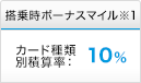 搭乗時ボーナスマイル※1 カード種類別積算率：10％