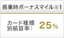 搭乗時ボーナスマイル※1 カード種類別積算率：25％