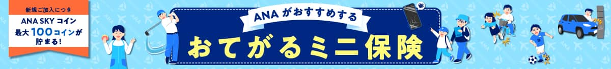 新規ご加入につき ANA SKY コイン 100コインが貯まる！ANAがおすすめする おてがるミニ保険