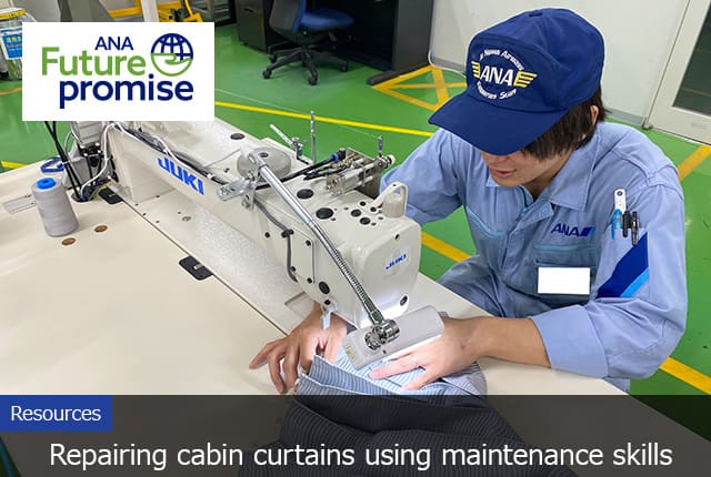 ANA Future promise Resources Repairing cabin curtains using maintenance skills