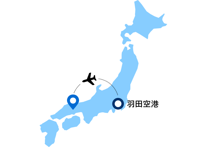 羽田空港から岡山桃太郎空港への飛行機経路