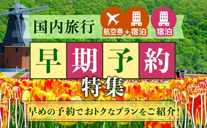 国内旅行（航空券＋宿泊、宿泊）早期予約特集 早めの予約でおトクなプランをご紹介！