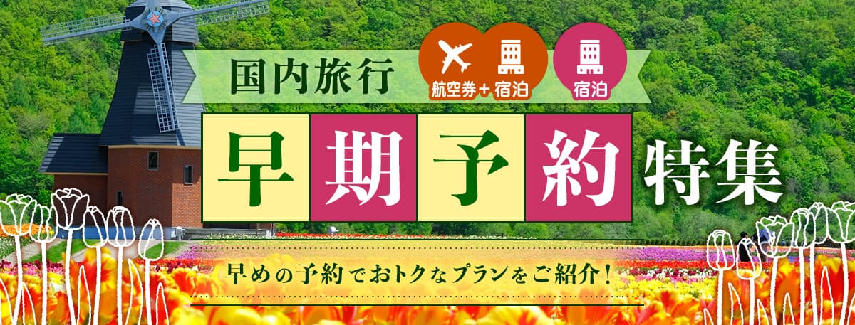 国内旅行（航空券＋宿泊・宿泊） 早期予約特集 早めの予約でおトクなプランをご紹介！