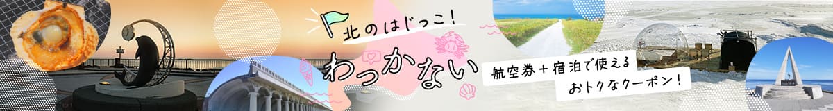 北のはじっこ！わっかない 航空券+宿泊で使える おトクなクーポン！