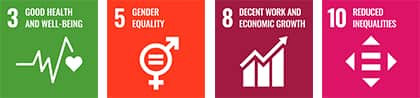 3:GOOD HEALTH AND WELL-BEING 5: GENDER EQUALITY 8: DECENT WORK AND ECONOMIC GROWTH 10. REDUCED INEQUALITIES