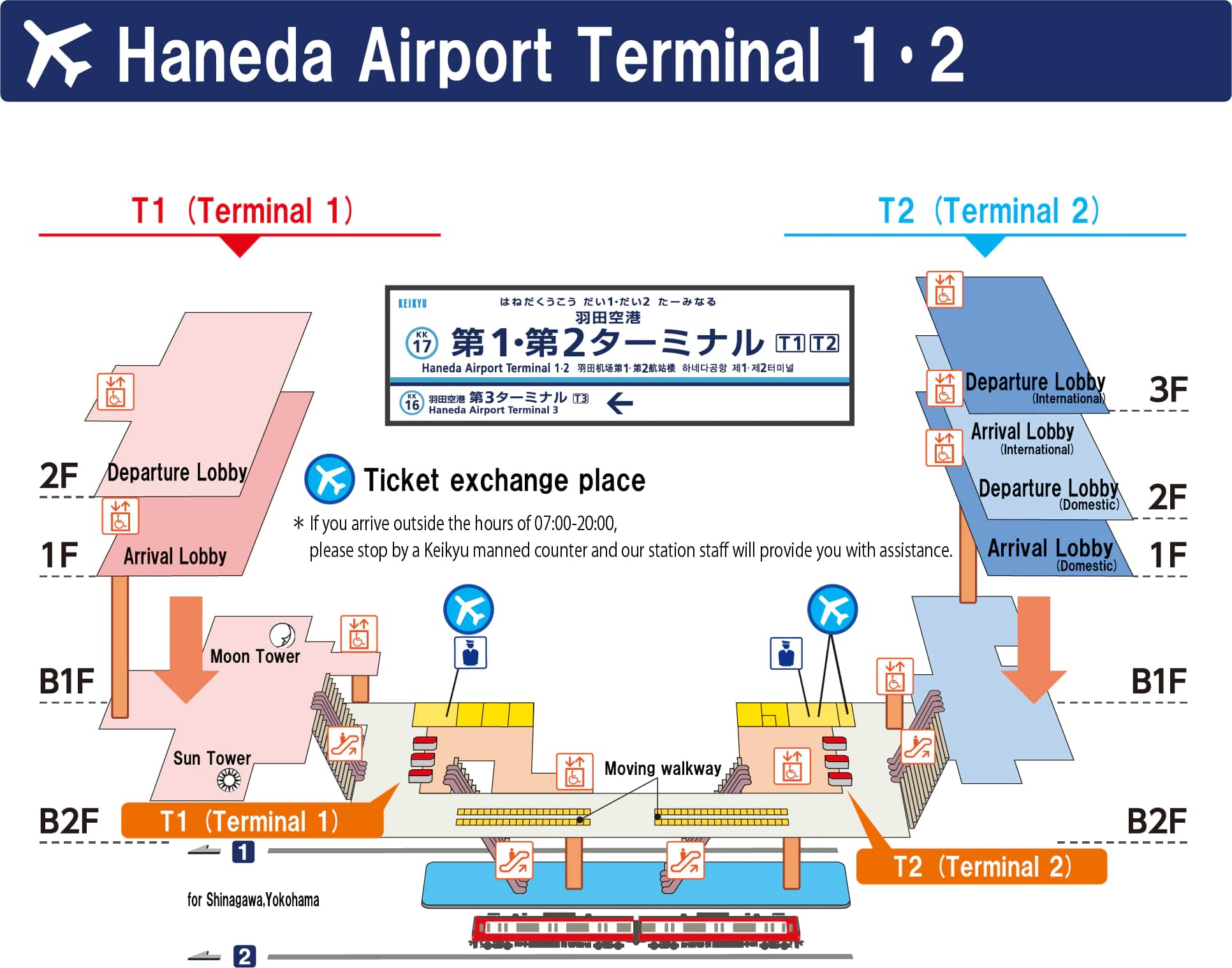 Map of Haneda Airport Terminal 1 and 2 Station