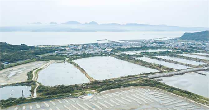 Seen from the sky Himeshima Tiger Prawn Farming Corp.