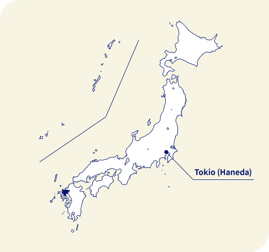 Karte von Japan. Saga liegt südwestlich von Tokio (Haneda)