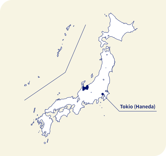 Karte von Japan. Toyama liegt nordwestlich von Tokio (Haneda)