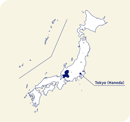 Map of Japan. Gifu located west of Tokyo (Haneda)