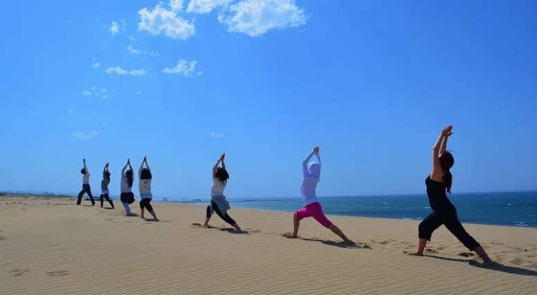 Yoga class on the sand dunes