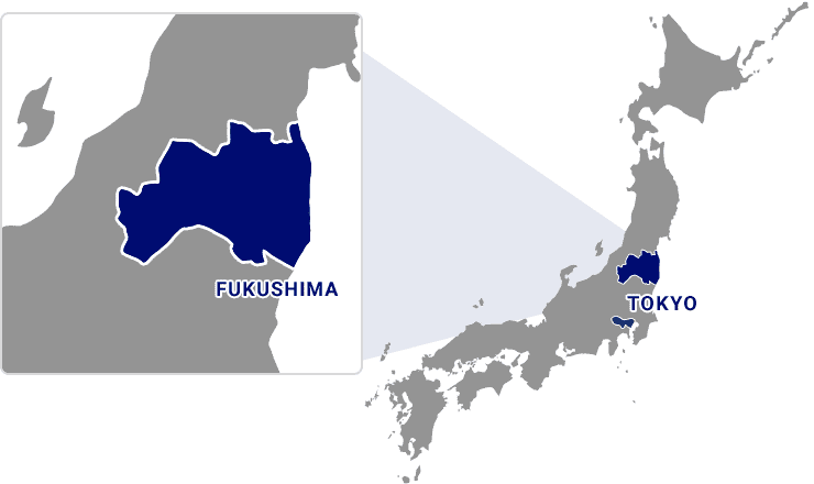 Map of Japan. Fukushima located north of Tokyo