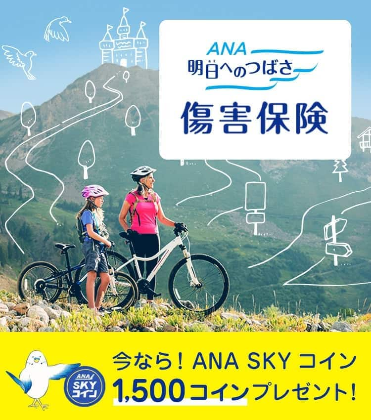 ANA 明日へのつばさ　傷害保険　今なら！ANA SKY コイン1,500コインプレゼント！