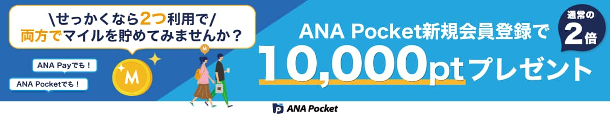 ANA Pocket新規会員登録で10,000ptプレゼント　通常の2倍