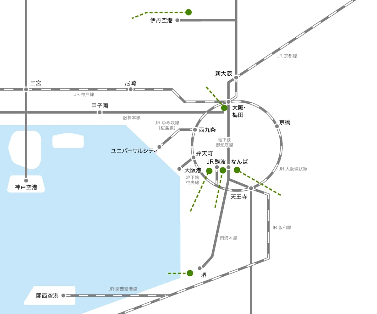 ホテルをランドマークとする周辺図です。選択すると詳細を確認できます。