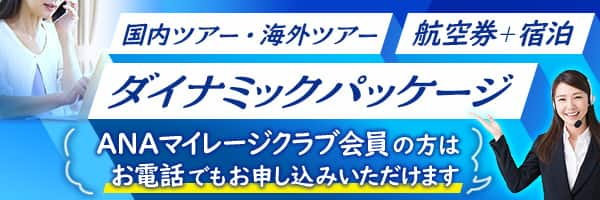 国内ツアー・海外ツアー 航空券＋宿泊 ダイナミックパッケージ ANAマイレージクラブ会員の方はお電話でもお申し込みいただけます