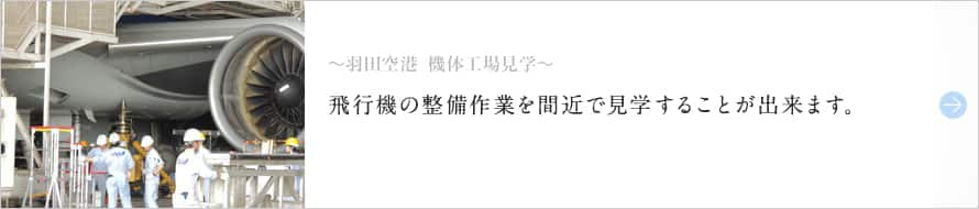 〜羽田空港 機体工場見学〜 飛行機の整備作業を間近で見学することが出来ます。