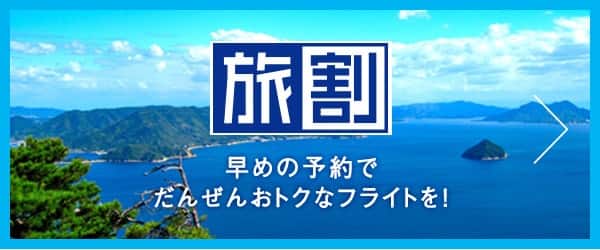 旅割 早めの予約でだんぜんおトクなフライトを!