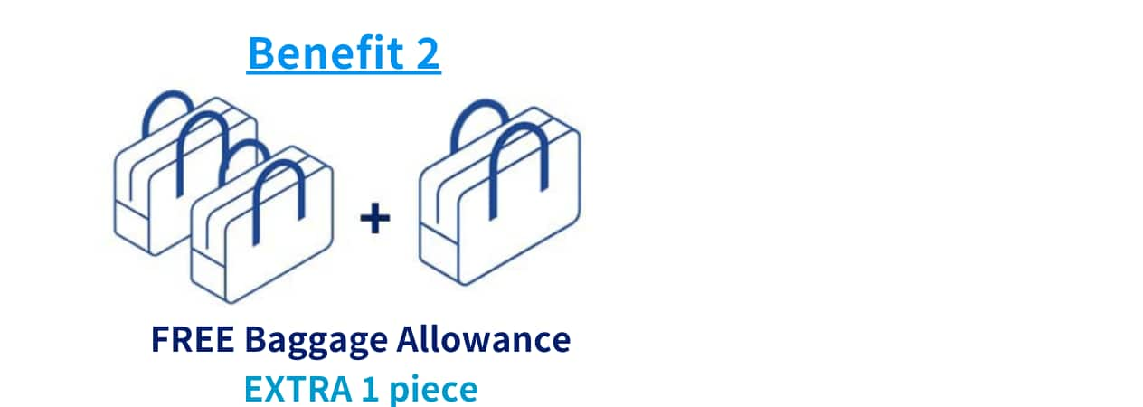 Benefit 2: FREE Baggage Allowance EXTRA 1 Piece