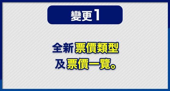 變更 (1) 全新票價類型 及票價一覽。