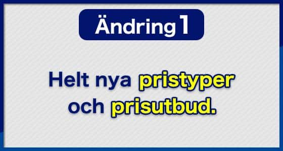 Ändring (1) Helt nya pristyper och prisutbud.