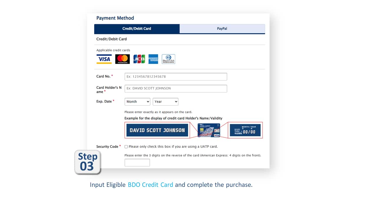 Step03 Input Eligible BDO Credit Card and complete the purchase.