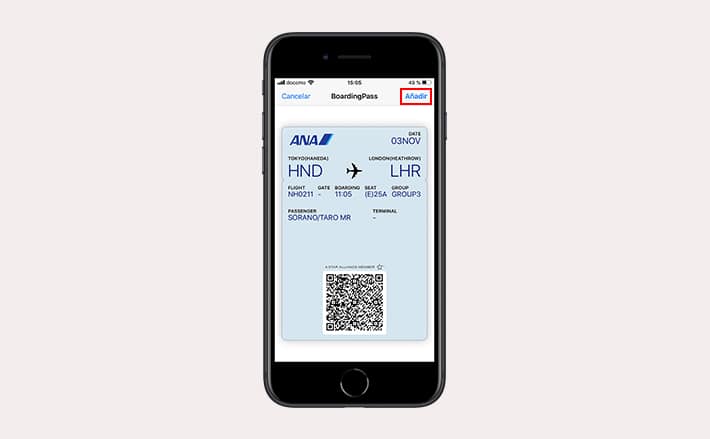 Boleto ANA dentro de Apple Wallet