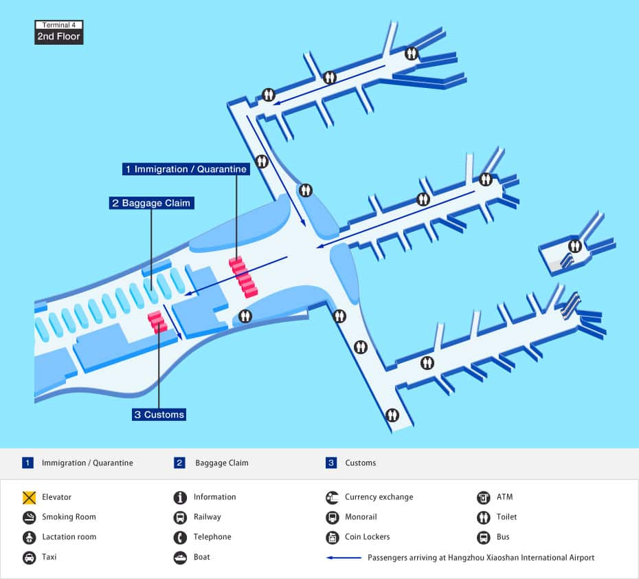 항저우 공항의 도착 터미널 맵
