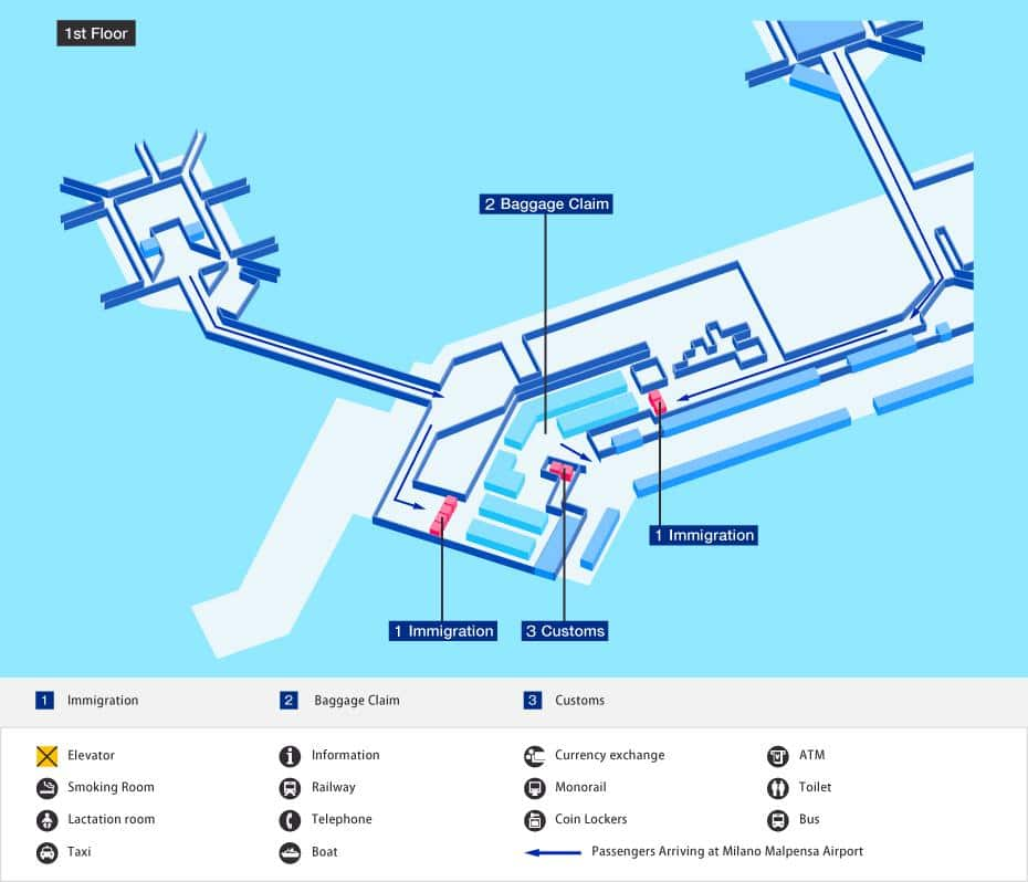 米蘭馬爾彭薩國際機場抵達航廈地圖