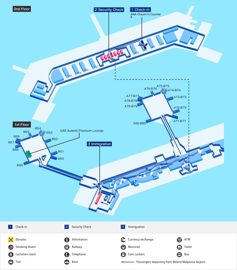 米蘭馬爾彭薩國際機場出發航廈地圖