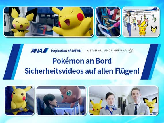 Pokémon an Bord Sicherheitsvideos auf allen Flügen!